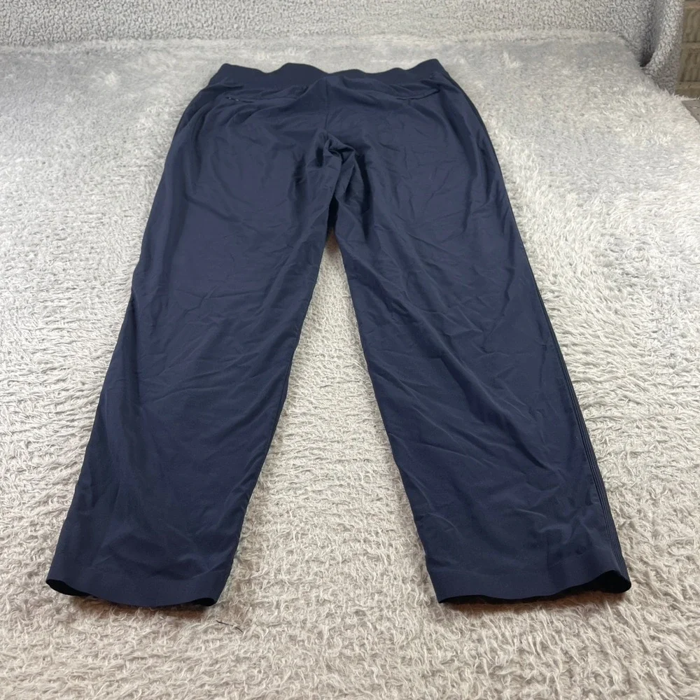 Athleta Navy Blue Ribbed Waistband Straight Leg Active Travel Pants Womens 8 - Picture 7 of 8